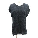 【中古】ペイトンプレイス PEYTON PLACE チュニック カットソー ラウンドネック ロールアップ 切替 総柄 フレンチスリーブ 13 XL 黒 ブラック /AU レディース 【ベクトル 古着】 250515(4)