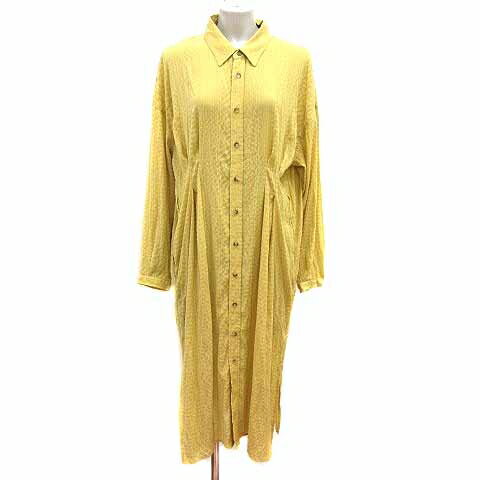 【中古】マウジー MOUSSY シャツワンピース ロング タック 長袖 F 黄色 イエロー /YK レディース 【ベ..