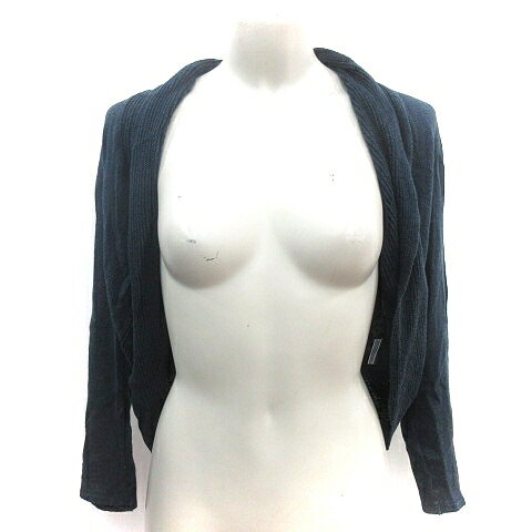 【中古】ノーリーズ Nolley's Lights ニット カーディガン ボレロ 麻混 リネン混 長袖 38 M 紺 ネイビー /AU レディース 【ベクトル 古着】 250519