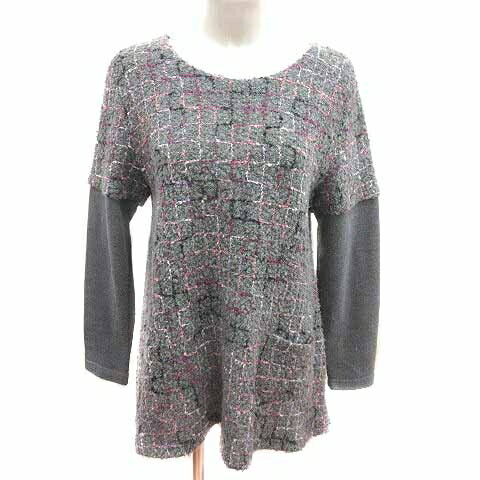 【中古】Dear Lady チュニック カットソー フェイクレイヤード ツイード 長袖 M〜L グレー /YK レディース 【ベクトル 古着】 250522 【中古】Dear Lady チュニック カットソー フェイクレイヤード ツイード 長袖 M〜L グレー /YK レディース 【ベクトル 古着】 250522