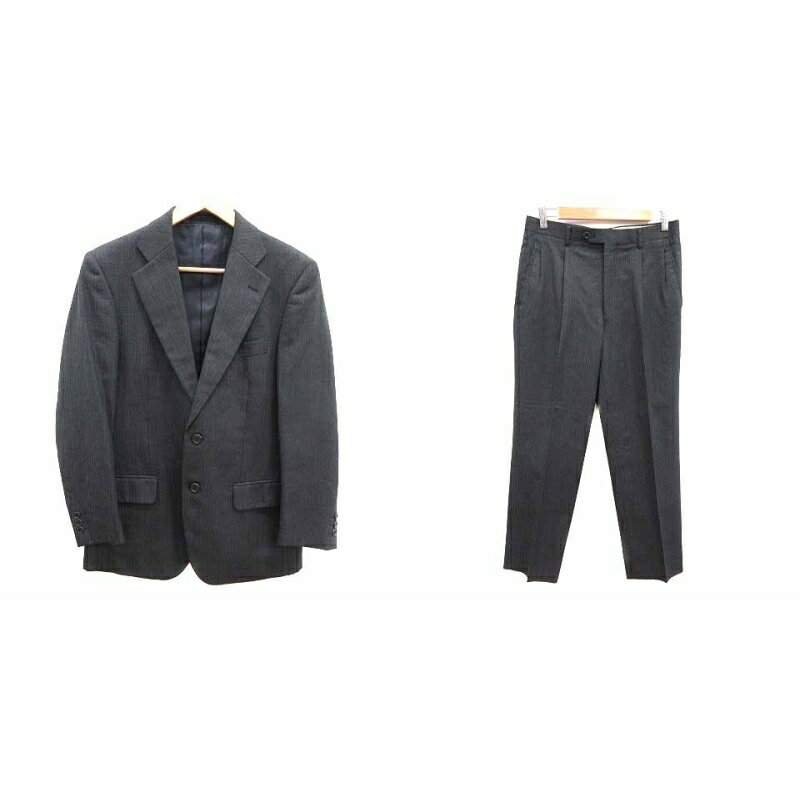 【中古】ギャルソンアダムス garcon adams スーツ セットアップ 上下 テーラードジャケット 総裏地 スラックスパンツ ストライプ ウール 90 M ...