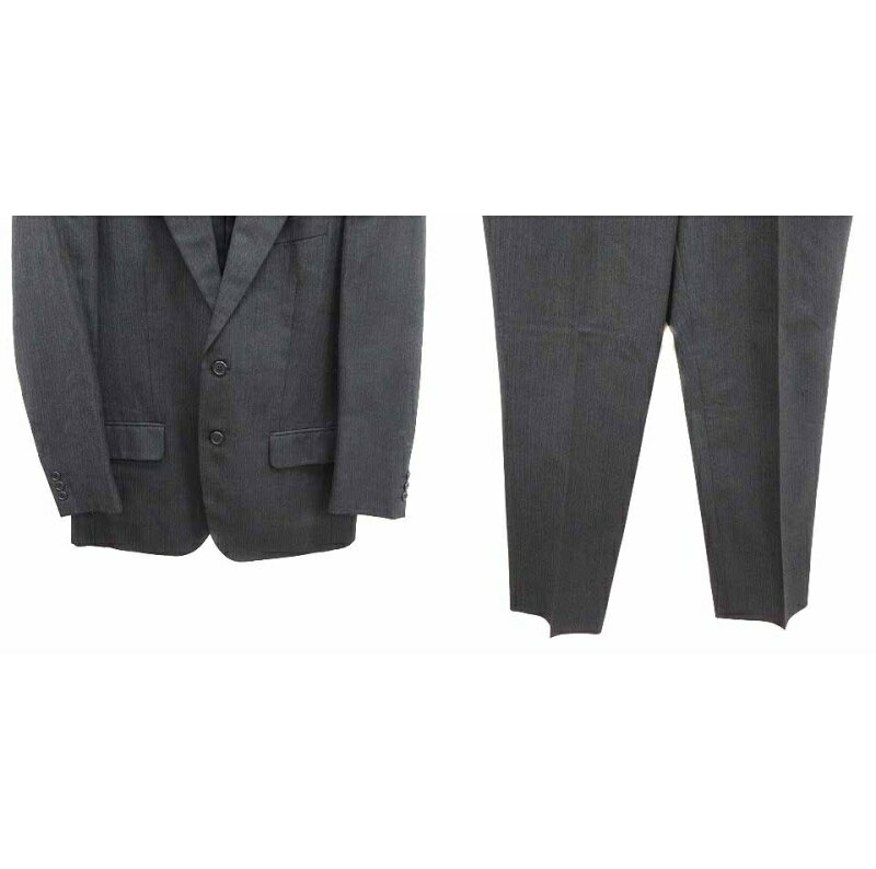 【中古】ギャルソンアダムス garcon adams スーツ セットアップ 上下 テーラードジャケット 総裏地 スラックスパンツ ストライプ ウール 90 M チャコールグレー /YK ●RY メンズ 【ベクトル 古着】 250525