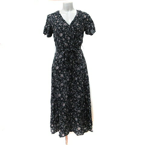 【中古】インデックス INDEX ワンピース ロング 半袖 花柄 L 黒 ブラック /YI レディース 【ベクトル 古着】 250527 【中古】インデックス INDEX ワンピース ロング 半袖 花柄 L 黒 ブラック /YI レディース 【ベクトル 古着】 250527