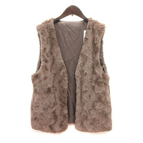 【中古】未使用品 キューティーブロンド Cutie Blonde ベスト フェイクファー 総裏地 F 茶 ブラウン /MS ●RY レディース 【ベクトル 古着】 250527