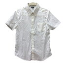 【中古】コムサイズム COMME CA ISM シャツ ボタンダウン ストライプ 半袖 ロゴ刺繍 160A 白 ホワイト /MN ●RY キッズ 【ベクトル 古...