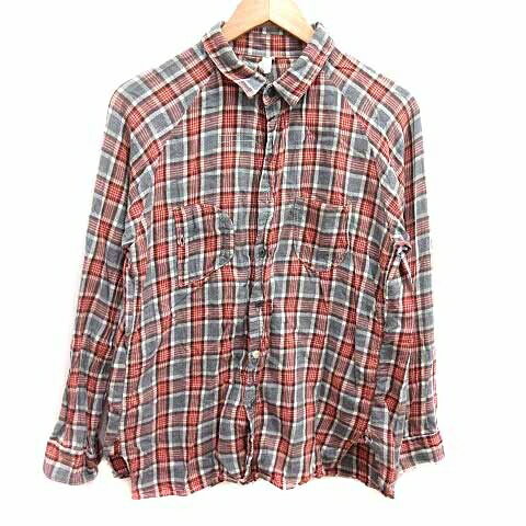 【中古】アレキサンダーリーチャン AlexanderLeeChang カジュアルシャツ チェック 長袖 2 M グレー 赤 レッド /YK メンズ 【ベクトル 古着】 250603