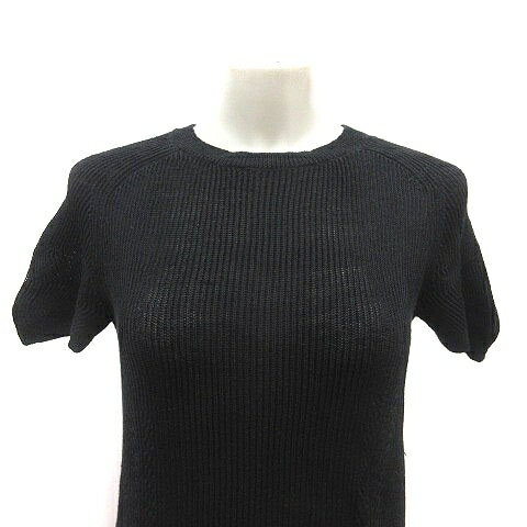 【中古】セオリーリュクス theory luxe ニットチュニック 麻 リネン リブ 半袖 38 黒 ブラック /MS レディース 【ベクトル 古着】 250605