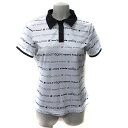 【中古】クレージュ courreges ポロシャツ 鹿の子 半袖 38 M 白 ホワイト 黒 ブラック /YI レディース 【ベクトル 古着】 250605