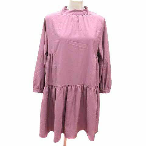 【中古】ドレスキップ DRESKIP シャツワンピース ミニ ハイネック 長袖 M ピンク /YK レディース 【ベクトル 古着】 250606