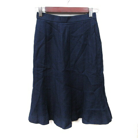 【中古】ジュンアシダ jun ashida マーメイドスカート ミモレ ロング 麻混 リネン混 7 S 紺 ネイビー /YI レディース 【ベクトル 古着】 250614(4.0)