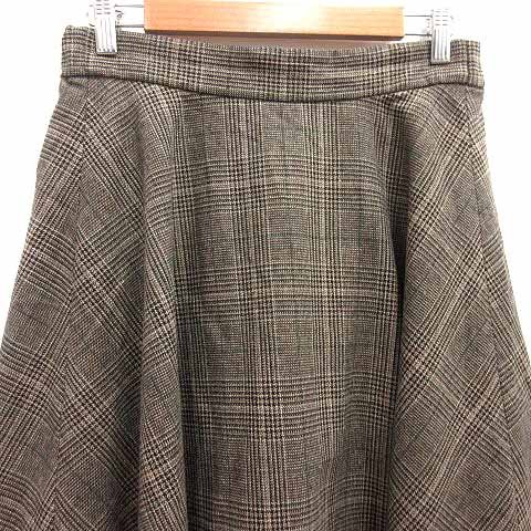 【中古】ナチュラルビューティーベーシック NATURAL BEAUTY BASIC フレアスカート ロング グレンチェック M ベージュ /YK レディース 【ベクトル 古着】 250610