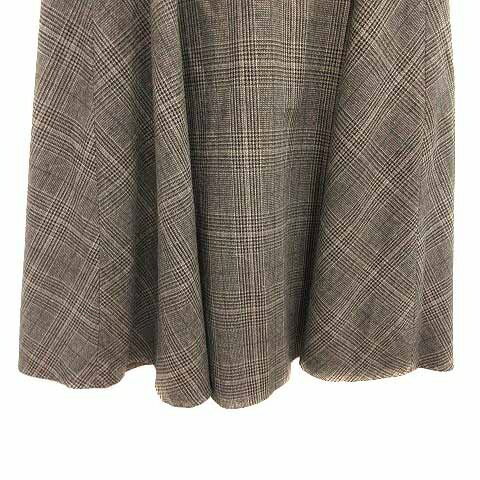 【中古】ナチュラルビューティーベーシック NATURAL BEAUTY BASIC フレアスカート ロング グレンチェック M ベージュ /YK レディース 【ベクトル 古着】 250610