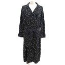 【中古】ジーナシス JEANASIS シャツワンピース ロング ウエストマーク ドット 長袖 F 黒 ブラック 白 ホワイト /YK レディース 【ベクトル 古着】 250621