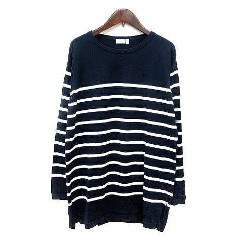 【中古】プランタン PRINTEMPS ニット カットソー ボーダー 長袖 S 紺 ネイビー /MN レディース 【ベクトル 古着】 250619