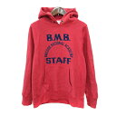 【中古】ビームスボーイ BEAMS BOY パーカー プルオーバー フロッキープリント 長袖 裏起毛 赤 レッド /MN レディース 【ベクトル 古着】 250623