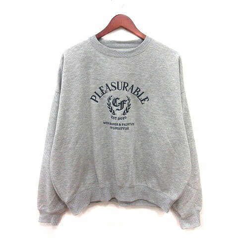 【中古】チルファー CHILLFAR トレーナー スウェット オーバーサイズ プリント 長袖 F グレー 紺 ネイビー /MS レディース 【ベクトル 古着】 250627