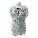 【中古】ジルスチュアート JILL STUART シフォンブラウス シアー ボウタイ リボン 半袖 花柄 M 水色 /YI レディース 【ベクトル 古着】 250626|詳細画像