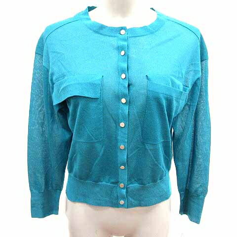 【中古】アンタイトル UNTITLED カーディガン ニット 長袖 2 M 青 ブルー /YK レディース 【ベクトル 古着】 250707