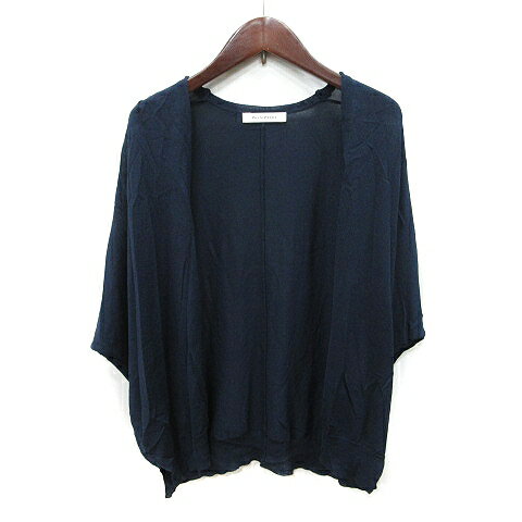 【中古】ペルルペッシュ Perle Peche カーディガン カットソー トッパー 七分袖 38 M 紺 ネイビー /YI レディース 【ベクトル 古着】 250711