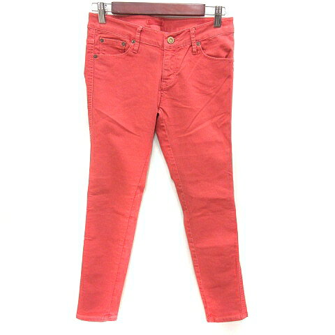 【中古】ノーブランド パンツ デニム ジーンズ ストレート ロング 38 赤 レッド /RT レディース 【ベクトル 古着】 250714