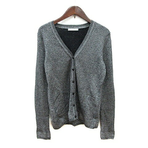 【中古】エルプラネット ELLE PLANETE カーディガン ニット ラメ 38 M グレー /MN レディース 【ベクトル 古着】 250715