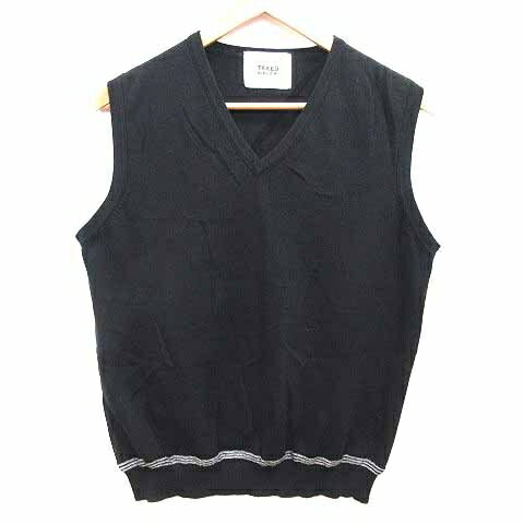 【中古】タケオキクチ TAKEO KIKUCHI ニットベスト プルオーバー 2 M 黒 ブラック /YK メンズ 【ベクトル 古着】 250720(4)