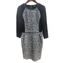 【中古】ベラルディ BERARDI ワンピース ひざ丈 切替 ダルメシアン柄 七分袖 00 XS 黒 ブラック /AU レディース 【ベクトル 古着】 2507...
