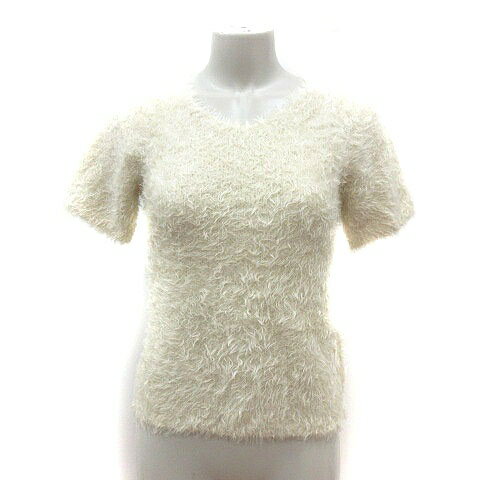 【中古】ストロベリーフィールズ STRAWBERRY-FIELDS ニット セーター Vネック シャギー 半袖 白 アイボリー /MS レディース 【ベクトル 古着】 250729