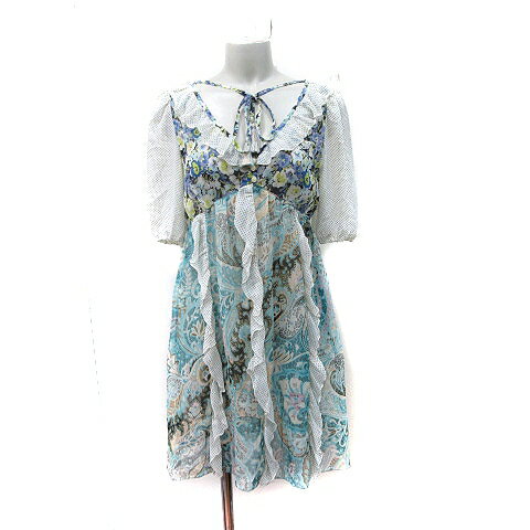 【中古】ローズブリット rosebullet ワンピース ミニ 半袖 シフォン シアー ドット 花柄 2 M マルチカラー /YI レディース 【ベクトル 古着】 250801