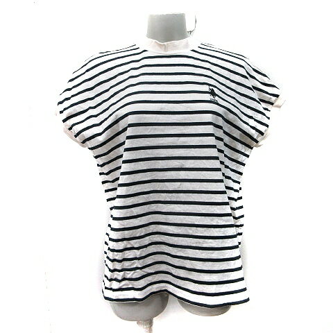 【中古】ユーエスポロアッスン U.S.POLO ASSN. カットソー フレンチスリーブ ボーダー F ベージュ 黒 ブラック /YI レディース 【ベクトル 古着】 250807