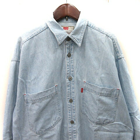 【中古】リーバイス Levi's シャツ デニム 長袖 M 水色 /YI●RY メンズ 【ベクトル 古着】 250808