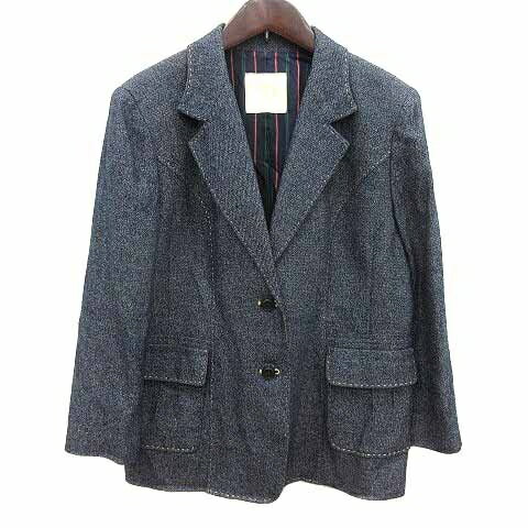 【中古】ナイスクラブ NICE CLUB MIMO MODA テーラードジャケット 総裏地 絹 シルク 40 L 紺 ネイビー ..