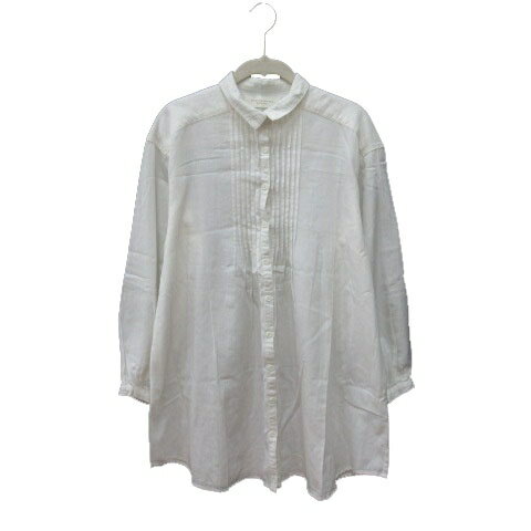 【中古】イーハイフンワールドギャラリー E HYPHEN WORLD GALLERY シャツワンピース ミニ プリーツ 長袖 F 白 ホワイト /MS ●RY レディース 【ベクトル 古着】 250806