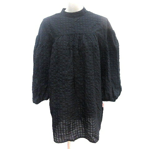 【中古】未使用品 ジャバ Java シャツワンピース ミニ チェック ボリュームスリーブ 長袖 M 黒 ブラック /AU レディース 【ベクトル 古着】 250810