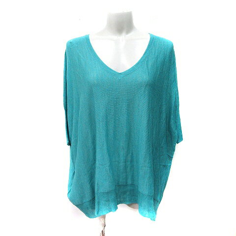 【中古】未使用品 アバハウス ドゥヴィネット abahouse devinette カットソー 五分袖 麻混 リネン混 青緑 /YI レディース 【ベクトル 古着】 250809