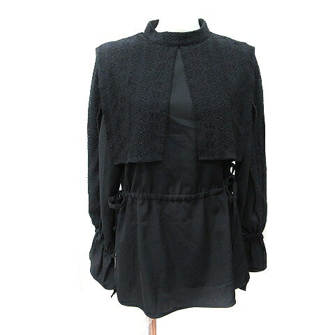【中古】エイド Ade チュニック ブラウス ベルスリーブ レース 長袖 M 黒 ブラック /YI レディース 【ベクトル 古着】 250815