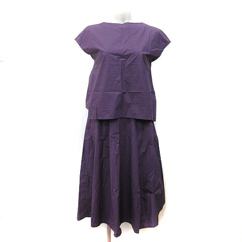 【中古】プラステ PLST セットアップ 上下 シャツ ブラウス プルオーバー フレンチスリーブ フレアスカ..