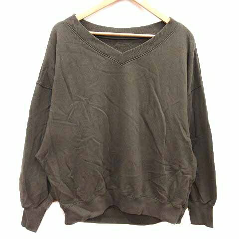 【中古】フレームワーク Framework トレーナー スウェット Vネック 長袖 茶 ブラウン /YK レディース ..