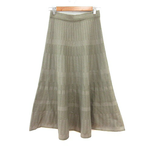 【中古】ルージュヴィフ Rouge vif フレアスカート ニット ロング 総柄 38 M ベージュ 緑 カーキ /MN レディース 【ベクトル 古着】 250825