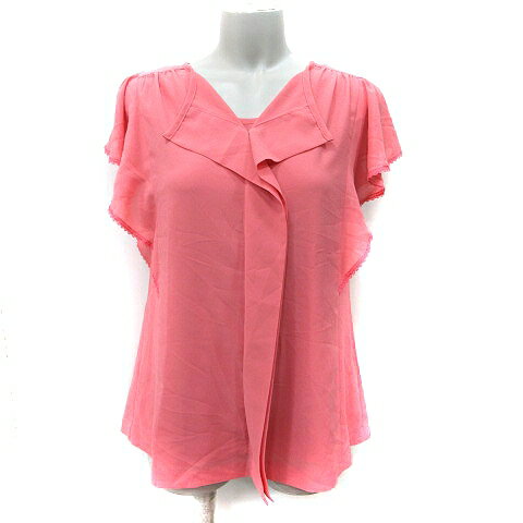 【中古】未使用品 デビュー ド フィオレ Debut de Fiore シフォンブラウス シアー 半袖 レース 38 M ピンク /YI レディース 【ベクトル 古着】 250826