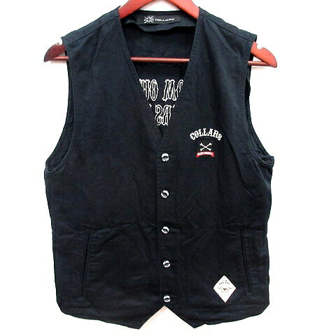 【中古】カラーズ COLLARS ベスト 前開き ノースリーブ L 黒 ブラック /RT メンズ 【ベクトル 古着】 250908