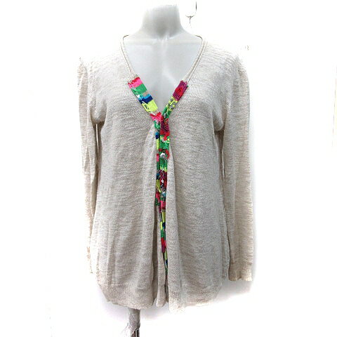 【中古】スナオクワハラ sunao kuwahara カーディガン ニット 長袖 麻 リネン M ベージュ /YI レディース 【ベクトル 古着】 250912