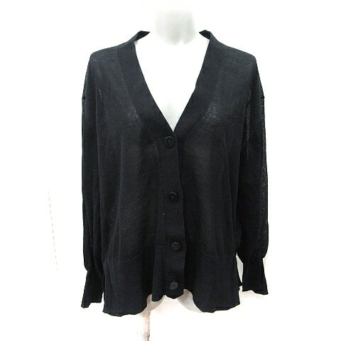 【中古】シンプリシテェ SIMPLICITE カーディガン カットソー 長袖 麻混 リネン混 黒 ブラック /YI レディース 【ベクトル 古着】 250913