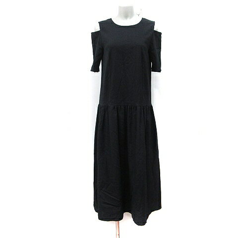 【中古】スタイルデリ STYLE DELI ワンピース ロング カットアウト 半袖 麻混 リネン混 2 M 黒 ブラック /YI レディース 【ベクトル 古着】 250930