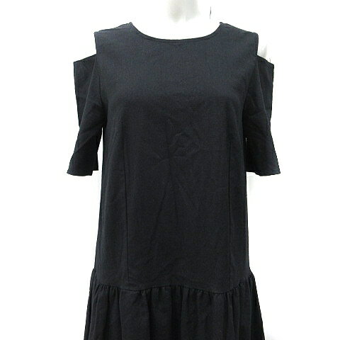 【中古】スタイルデリ STYLE DELI ワンピース ロング カットアウト 半袖 麻混 リネン混 2 M 黒 ブラック /YI レディース 【ベクトル 古着】 250930