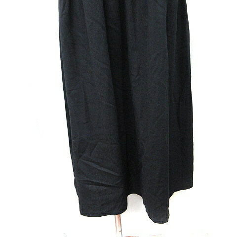 【中古】スタイルデリ STYLE DELI ワンピース ロング カットアウト 半袖 麻混 リネン混 2 M 黒 ブラック /YI レディース 【ベクトル 古着】 250930