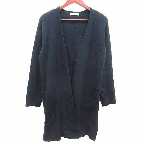 【中古】シューラルー SHOO・LA・RUE ロングカーディガン ニット 前開き 長袖 L 紺 ネイビー /YK レディース 【ベクトル 古着】 250924