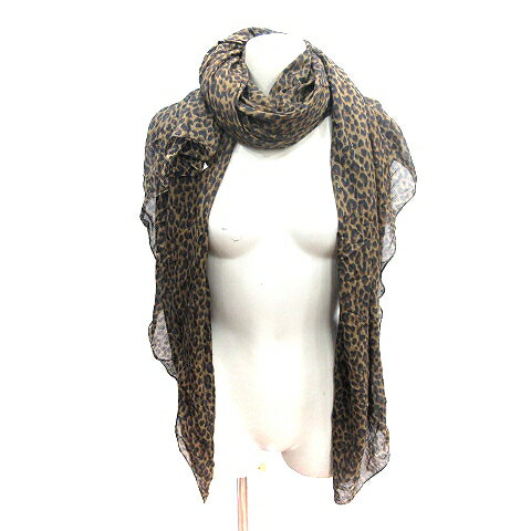 【中古】ファビアンルー Fabiane Roux ストール マフラー 大判 レオパード ヒョウ柄 茶 ブラウン /AU ..