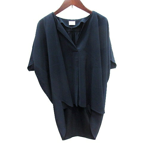 【中古】アーバンリサーチ ドアーズ URBAN RESEARCH DOORS シャツ ブラウス スリットネック ドルマンスリーブ 半袖 ONE 紺 ネイビー /AU レディース 【ベクトル 古着】 251009(4)