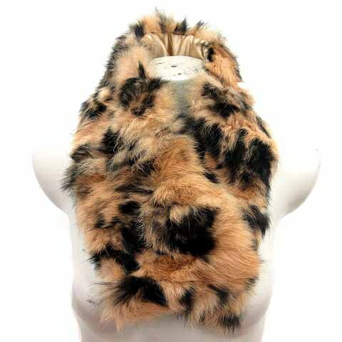 【中古】エゴイスト EGOIST ティペット マフラー ラビットファー ベージュ 黒 ブラック /YK レディース..